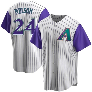 Cream/Purple Kyle Nelson Men's Arizona Diamondbacks Alternate Cooperstown Collection Jersey - Replica Big Tall
